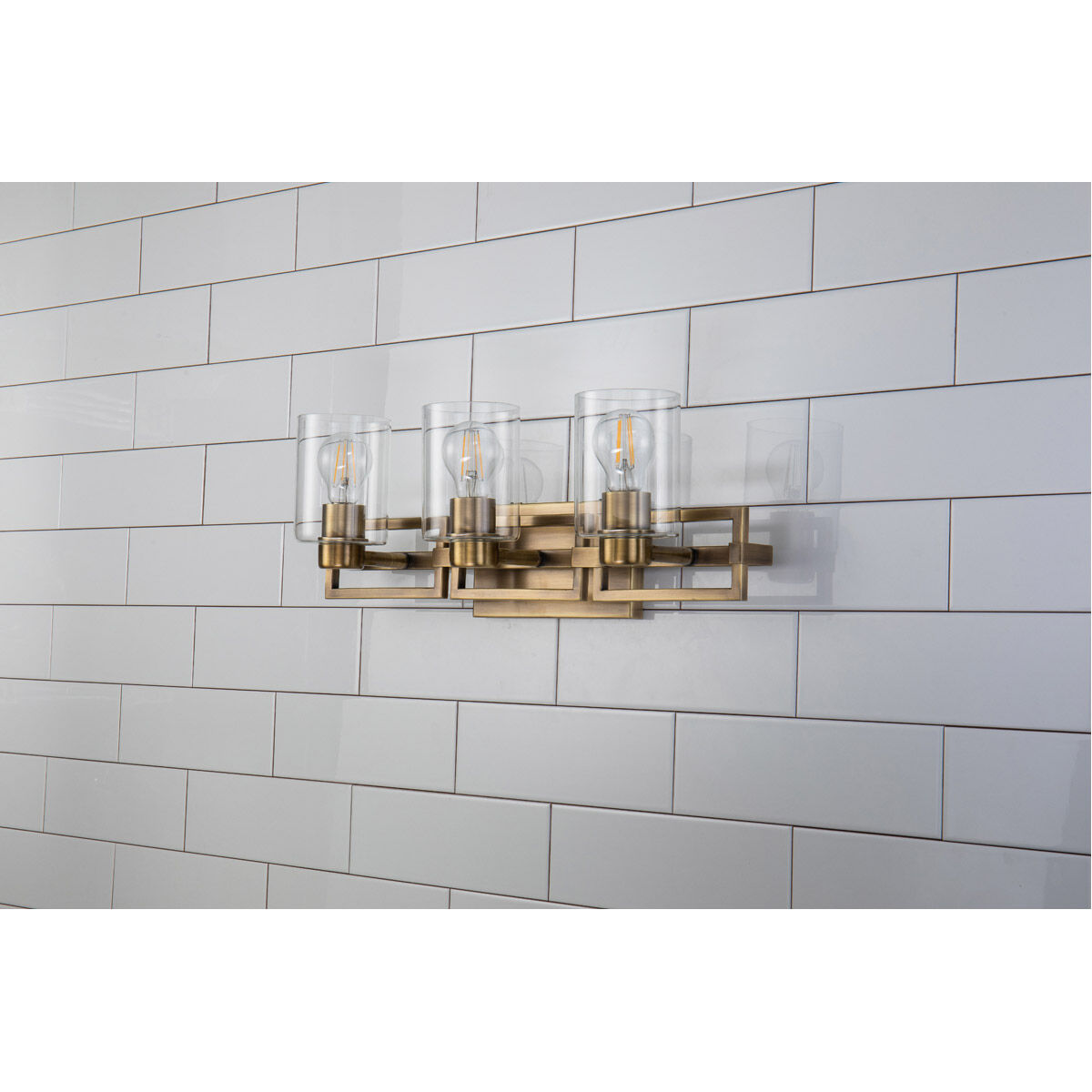 Estes 3 Light 23 inch ATB Bath Light Wall Light in Antique Brass